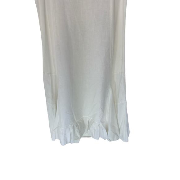 Luna Luz White Lagenlook Coastal Relaxed Linen Flounce Dress Size Medium - Picture 4 of 10